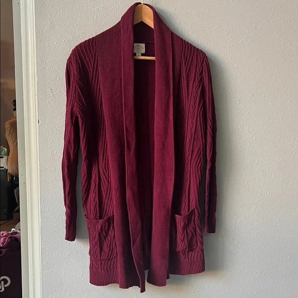 St. John's Bay Burgundy Knit cardigan - Picture 2 of 9